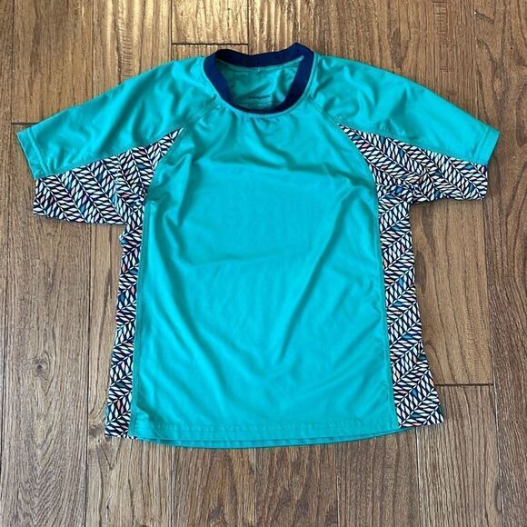 Patagonia girls green rash guard size L(12) - Picture 2 of 8
